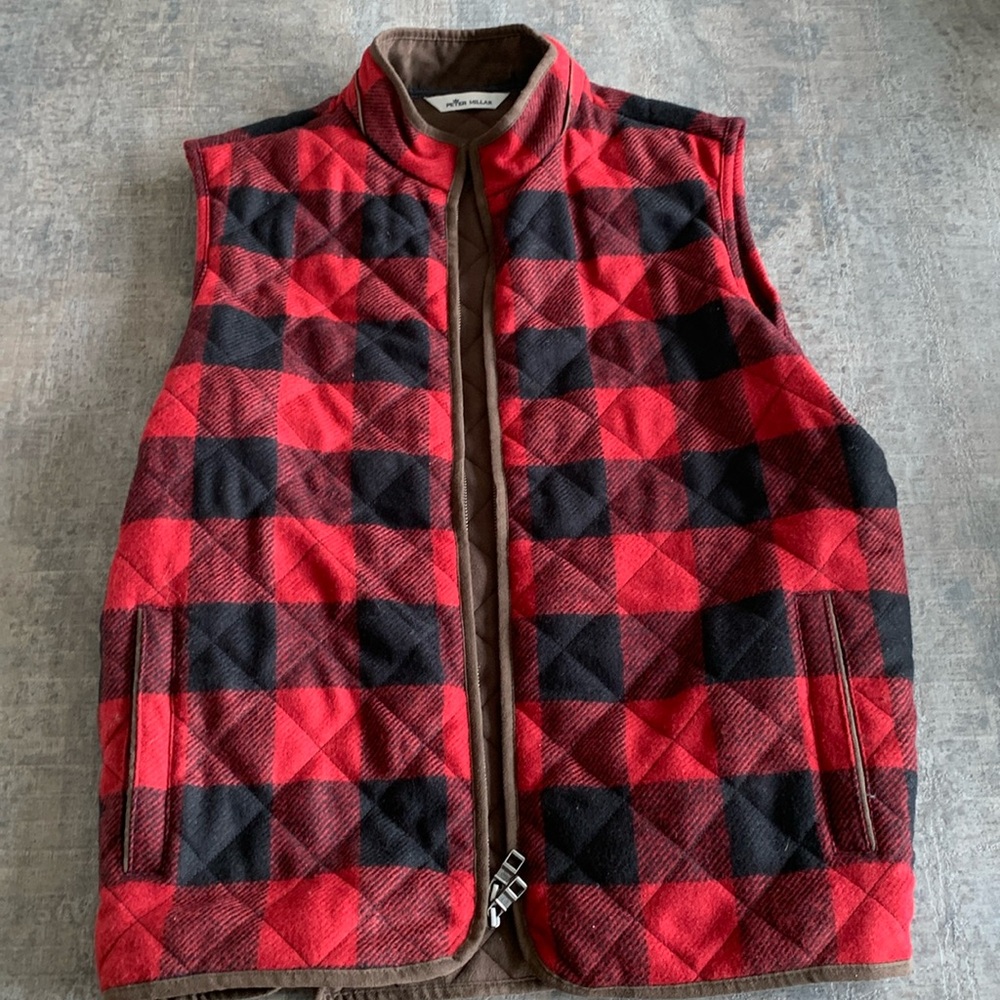 Peter Millar Crown Shetland Wool Plaid Zip Vest size medium